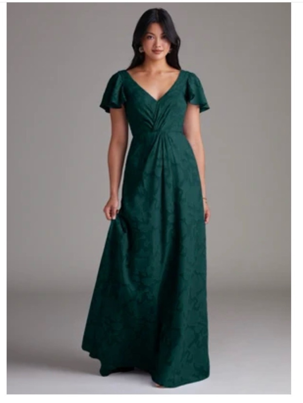 Clearance! NWT Azazie Soren Deep Forest Green Floral Wrap Maxi Bridesmaid Dress
